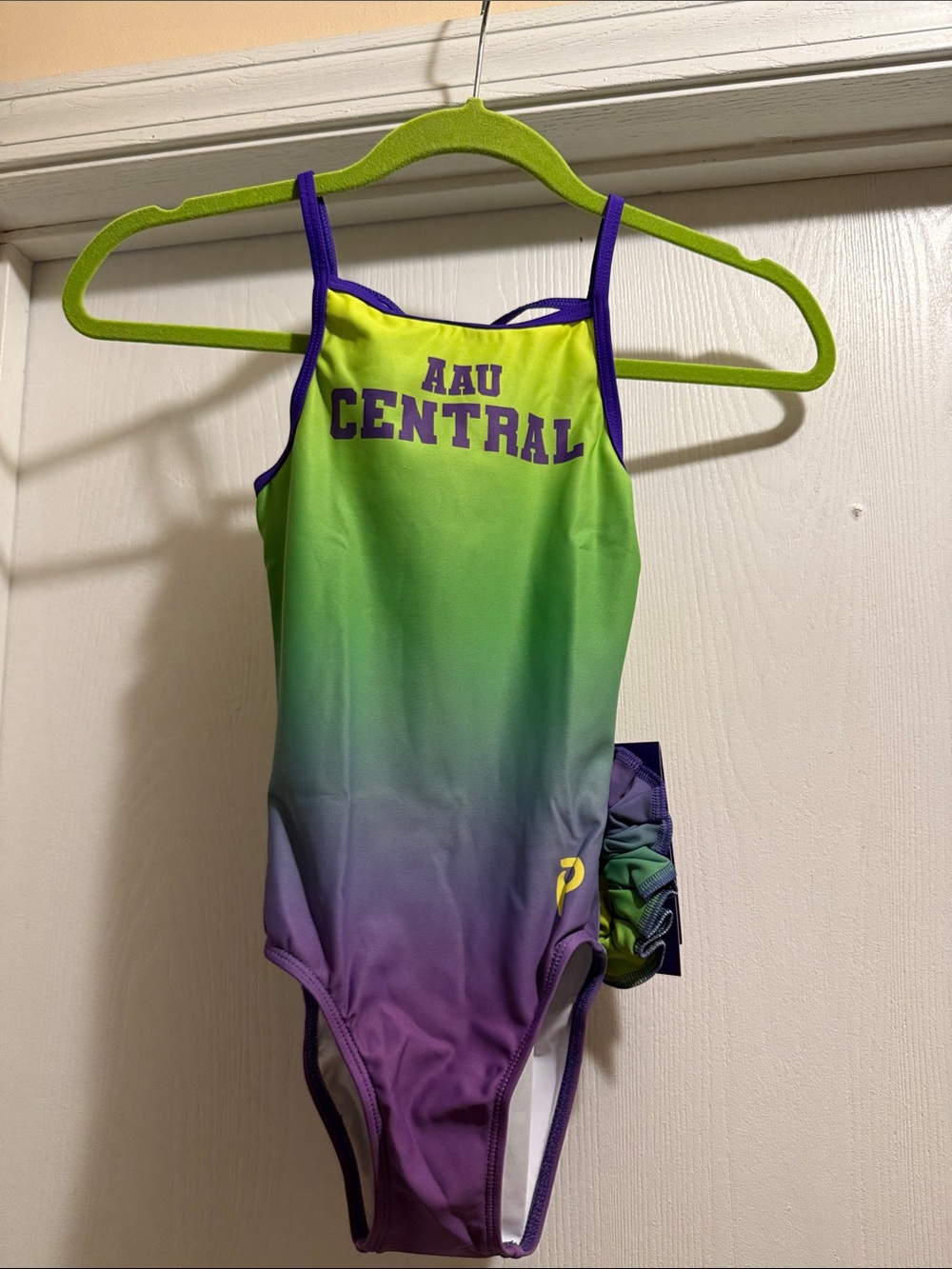 Girls' Gradient One-Piece gymnastics leotard - Green to Purple